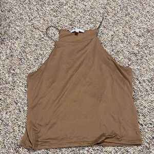 Brown Halter Cropped Neck Women's Top